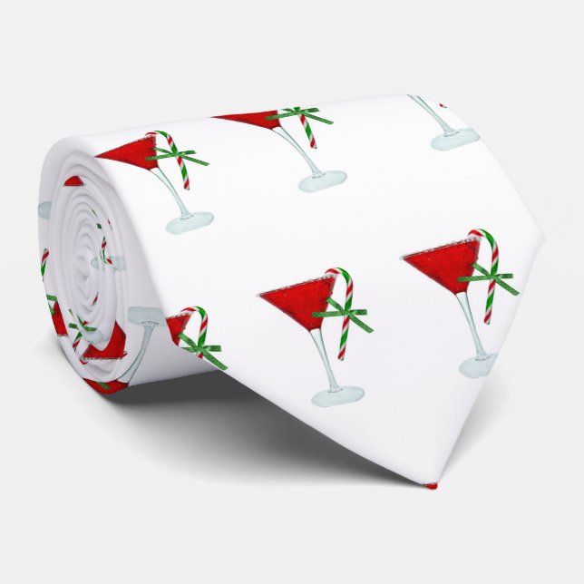 Christmas Martini with candy cane Neck Tie (Rolled)