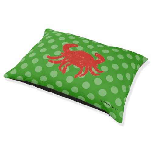 Christmas Maryland Crab Green Polka Dot Dog Bed