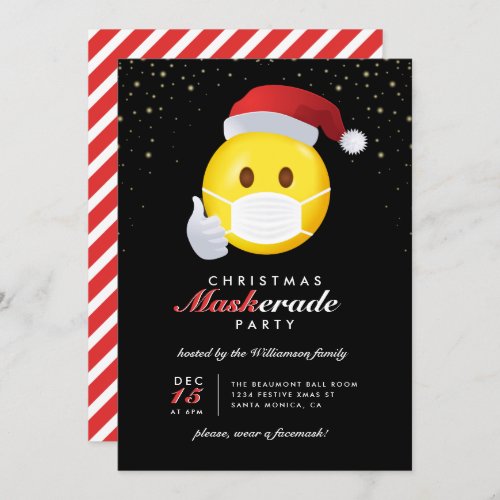 Christmas Maskerade  Mask Emoji Holiday Party Invitation