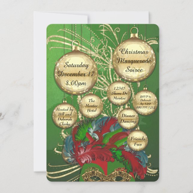 Christmas Masquerade Soiree Invitation (Front)