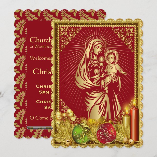 Christmas Mass Church invitation customizable (Front/Back)