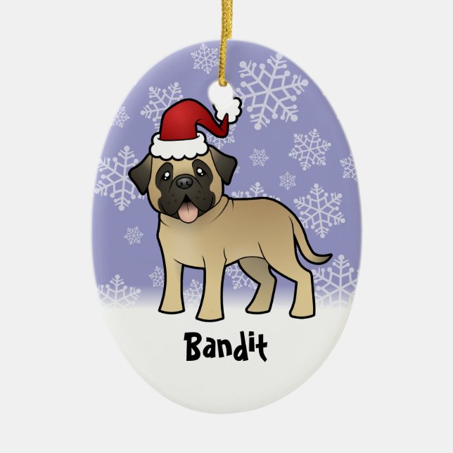 Christmas Mastiff / Bullmastiff Ceramic Ornament (Front)