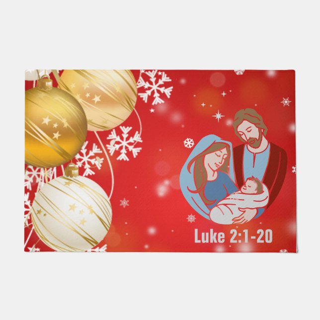 Christmas Mat Jesus Birth  -24" x 36" Door Mat (Front)