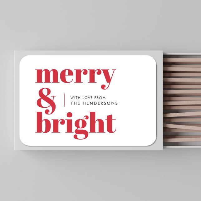 Christmas Matchboxes | Holiday Favor Matches (Modern Christmas matchboxes with customisable name and greeting for festive celebrations)