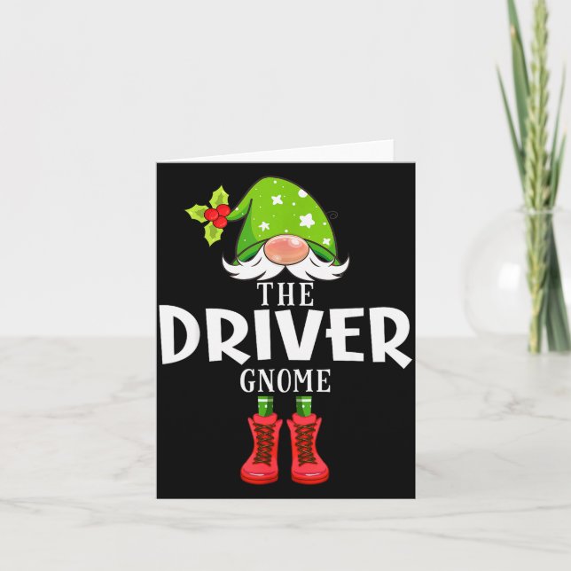 Christmas Matching Family The Driver Gnome  Card (Front)