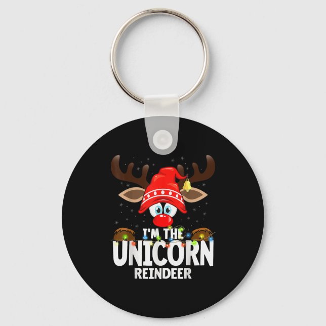 Christmas Matching I'm The Unicorn Reindeer  Keychain (Front)