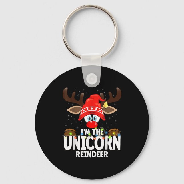 Christmas Matching I'm The Unicorn Reindeer  Keychain (Front)
