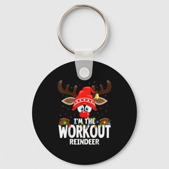 Christmas Matching I'm The Workout Reindeer  Keychain (Front)