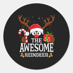 Christmas Matching The Awesome Reindeer Family  Classic Round Sticker