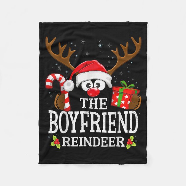 Christmas Matching The Boyfriend Reindeer Family  Fleece Blanket (Front)