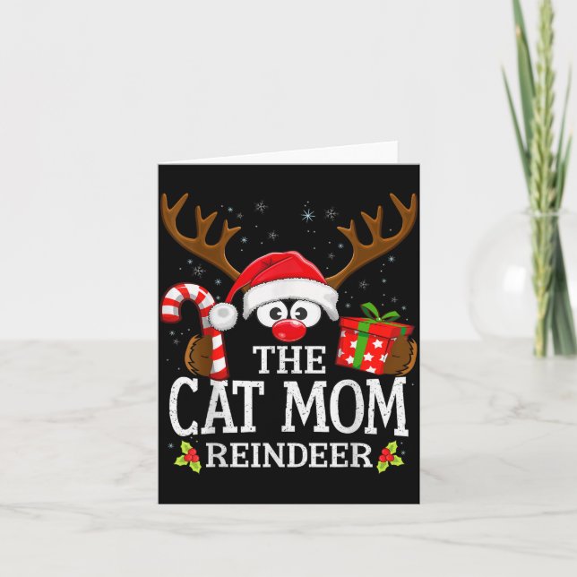 Christmas Matching The Cat Mom Reindeer Family  Card (Front)