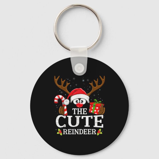 Christmas Matching The Cute Reindeer Family  Keychain (Front)