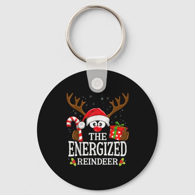 Christmas Matching The Energized Reindeer Family  Keychain (Front)