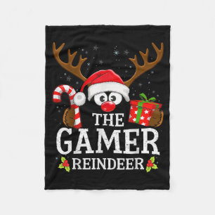 Christmas Matching The Gamer Reindeer Family Fleece Blanket