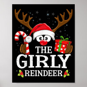 Christmas Matching The Girly Reindeer Family  Poster