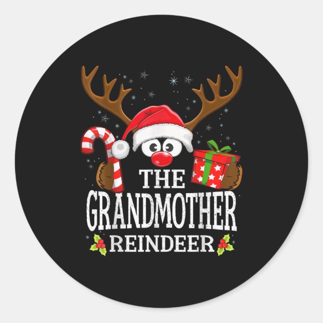 Christmas Matching The Grandmother Reindeer Family Classic Round Sticker (Front)