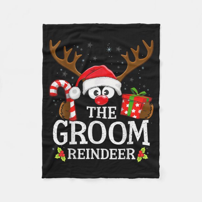 Christmas Matching The Groom Reindeer Family  Fleece Blanket (Front)