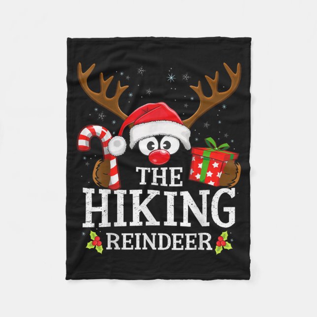 Christmas Matching The Hiking Reindeer Family  Fleece Blanket (Front)