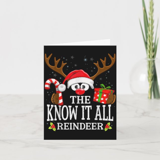 Christmas Matching The Know It All Reindeer Family Card (Front)
