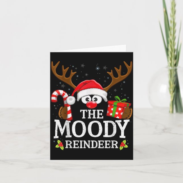 Christmas Matching The Moody Reindeer Family  Card (Front)