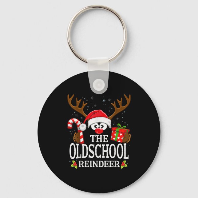 Christmas Matching The Oldschool Reindeer Family  Keychain (Front)