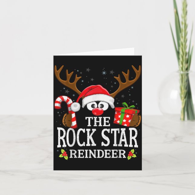 Christmas Matching The Rock Star Reindeer Family  Card (Front)