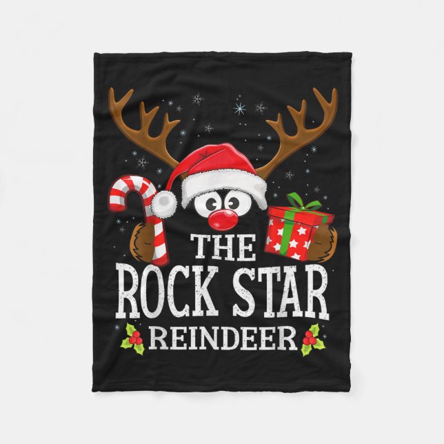 Christmas Matching The Rock Star Reindeer Family  Fleece Blanket (Front)