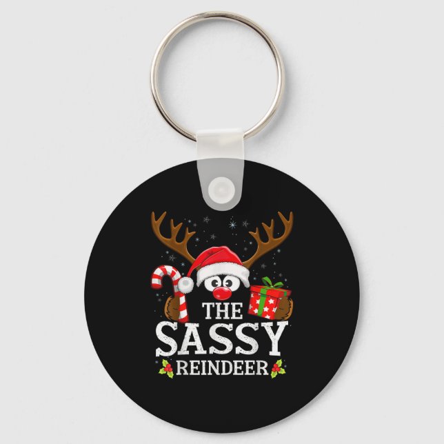 Christmas Matching The Sy Reindeer Family  Keychain (Front)