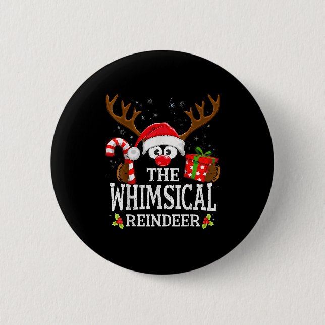 Christmas Matching The Whimsical Reindeer Family  Button (Front)