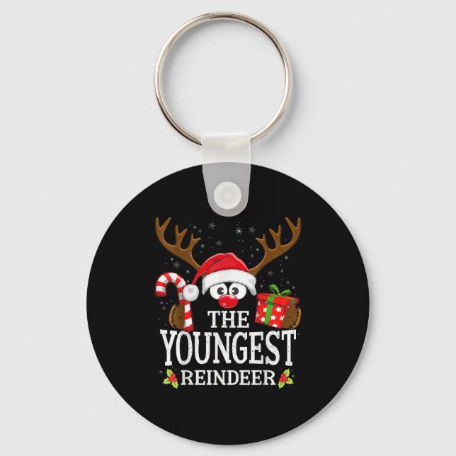 Christmas Matching The Youngest Reindeer Family ,  Keychain (Front)