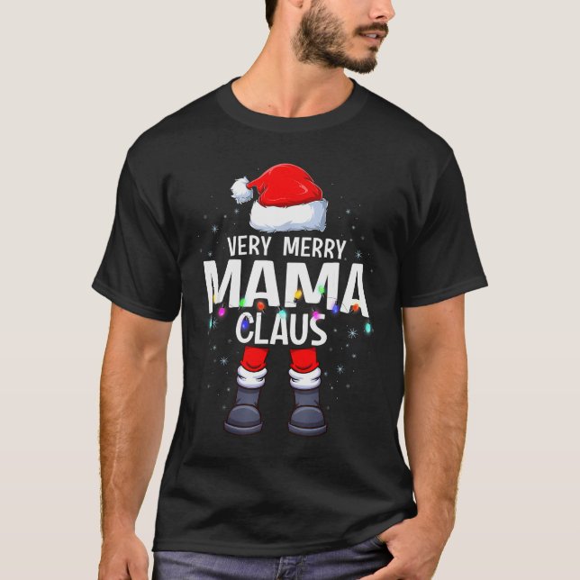 Christmas Matching Very Merry Mama Claus Pjs  T-Shirt (Front)