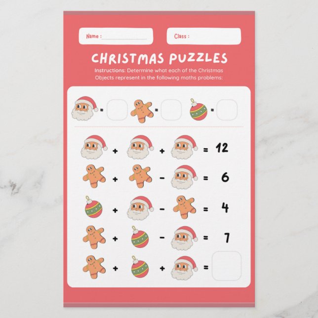 Christmas Math Puzzle! Flyer (Front)