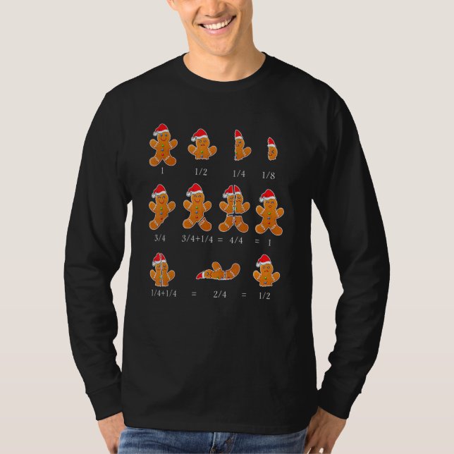 Christmas Math Teacher Equation Gingerbread With S T-Shirt (Front)