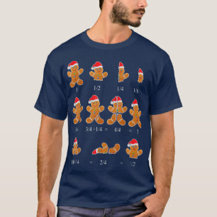 Christmas Math Teacher Fraction Gingerbread Cookie T-Shirt