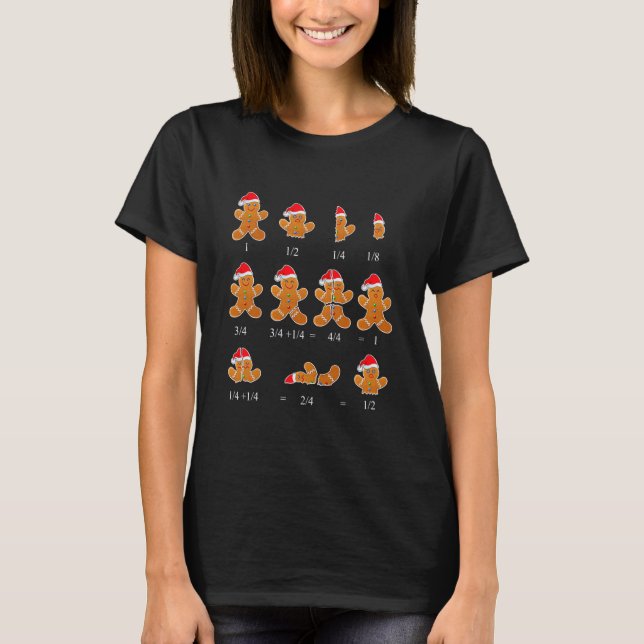 Christmas Math Teacher Fraction T-Shirt (Front)
