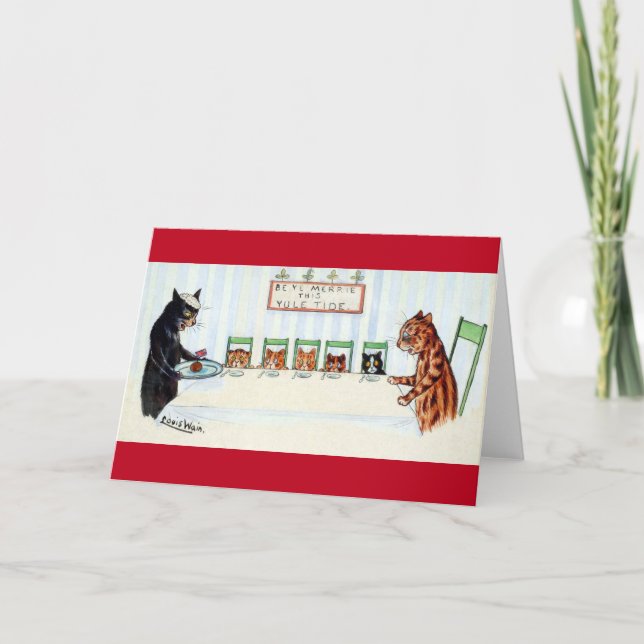 Christmas meal, Louis Wain Holiday Card (Front)