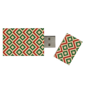 Christmas Meander Wood USB Flash Drive