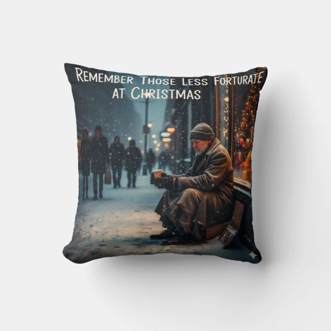 CHRISTMAS MEANING PICTURE REMEMBER THE POOR THROW PILLOW (Front)