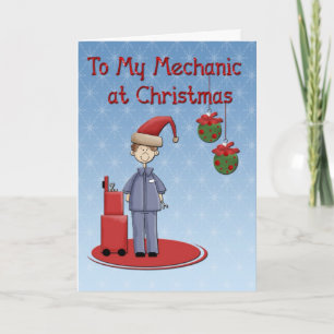 Christmas Mechanic Greeting Holiday Card