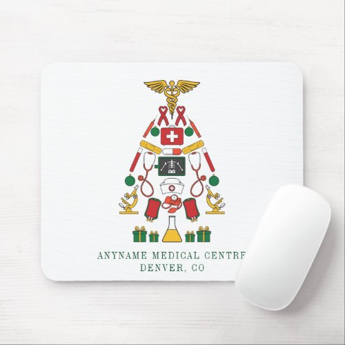 Christmas Medical Center Doctors and Nurses Mouse Pad