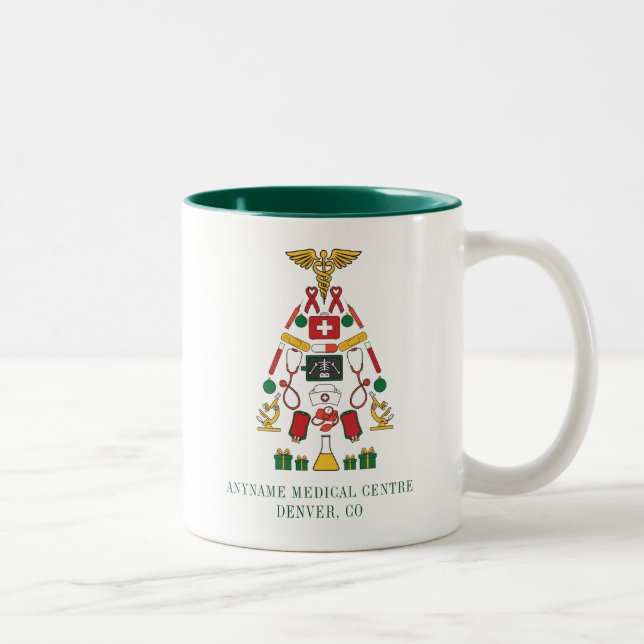 Christmas Medical Center Doctors and Nurses Two-Tone Coffee Mug (Right)