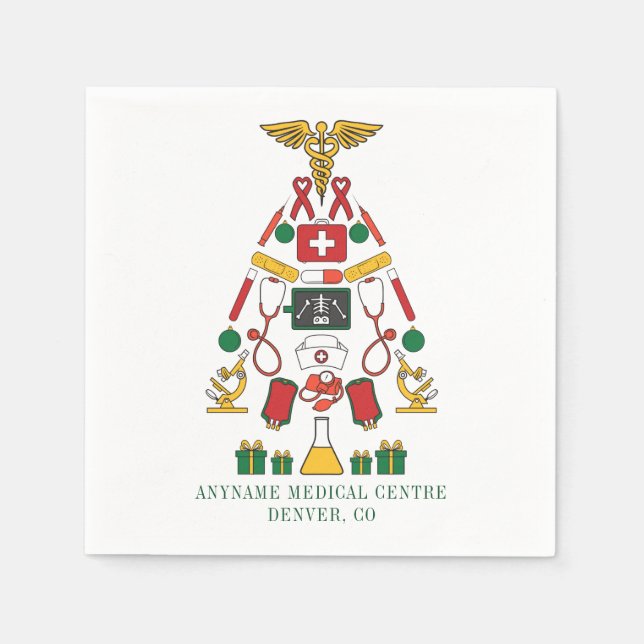 Christmas Medical Centre Doctors and Nurses Paper Napkins (Front)