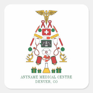 Christmas Medical Centre Doctors and Nurses Square Sticker