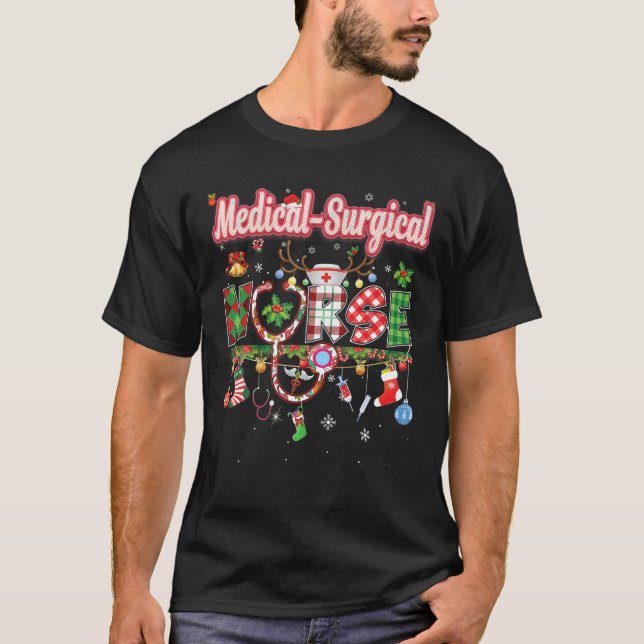 Christmas Medical Surgical Nurse Reindeer Xmas Orn T-Shirt (Front)