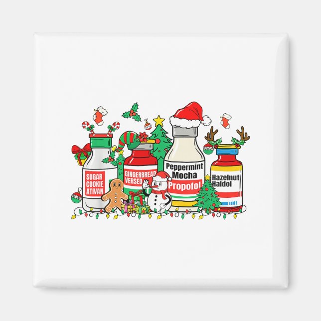Christmas Medication Bottles Funny Nurse Humor  Magnet (Front)