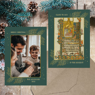 Christmas Medieval Christian Catholic Gold Photo Holiday Card