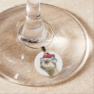 Christmas Meerkat Colored Single Wine Charm