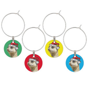 Christmas Meerkat Colored Wine Charms