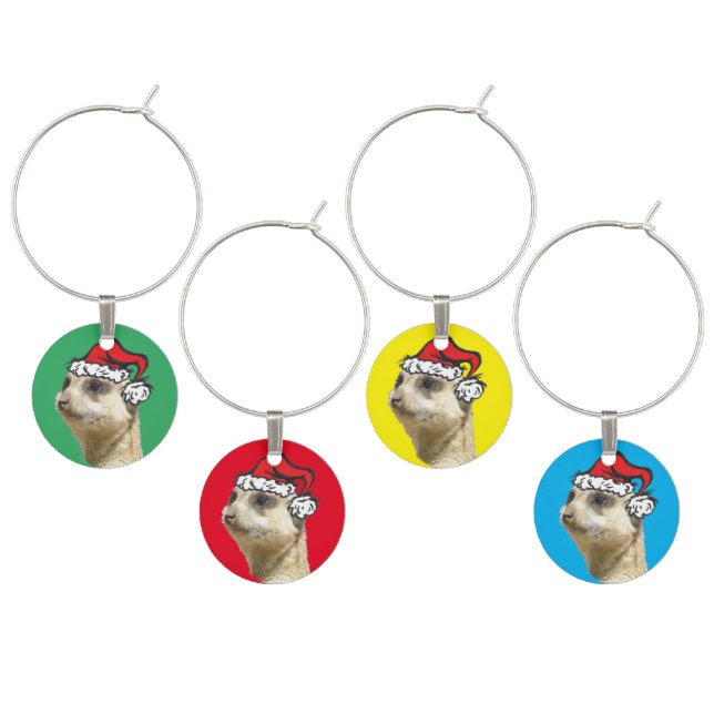 Christmas Meerkat Colored Wine Charms (Staggered)