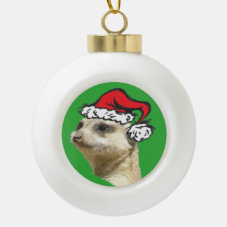 Christmas Meerkat Cust. Ceramic Bal Ornament